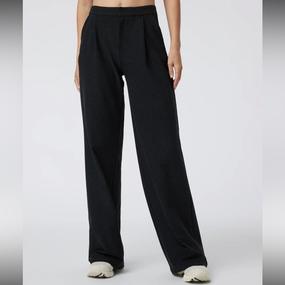 Vuori Pants - Vuori Women's Elevation Trouser Black Heather Wide Leg High Rise Pants Size XL